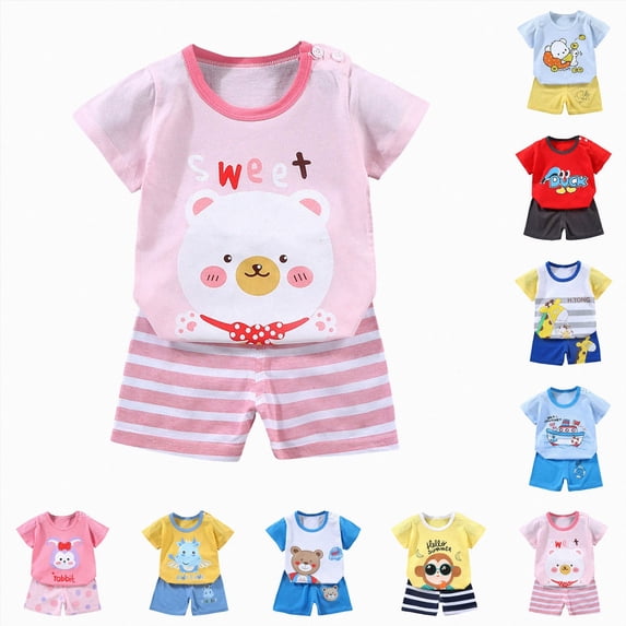Xudanell Toddler Baby Boy Outfits Summer Kids Short Sleeve Dinosaur T Shirts Tops Shorts Clothes for Boys for 18-24 Months 2t 3t 4t 5t 6t Pajamas & Dailywear Set Blue for Size 3-4 Years