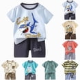 thumbnail image 1 of Xudanell Toddler Baby Boy Summer Clothes 6 12 18 24 Months Short Sleeve Letter T Shirt Top Short Infant Newborn Baby Outfit, 1 of 5