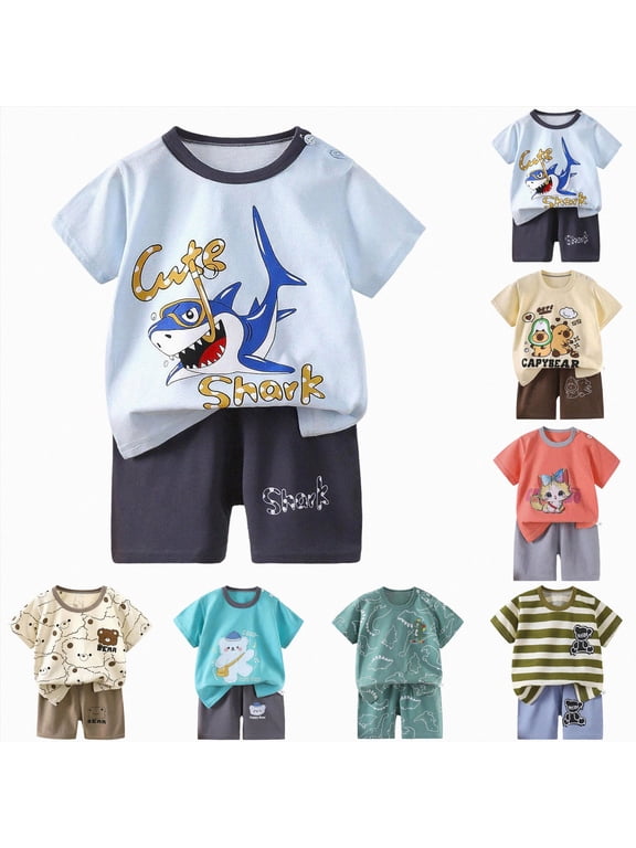 Toddler Baby Boy Summer Clothes 6 12 18 24 Months Short Sleeve Letter T Shirt Top Short Infant Newborn Baby Outfit