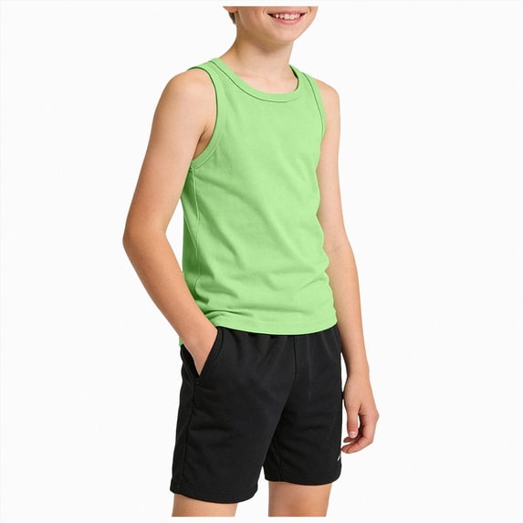 Xudanell Toddler Baby Boy's Sleeveless Tank Tops Kids Girls Summer Basic Cami Shirts Cotton Athletic Undershirts T-Shirts Vest (12-18 Months,Light Green)