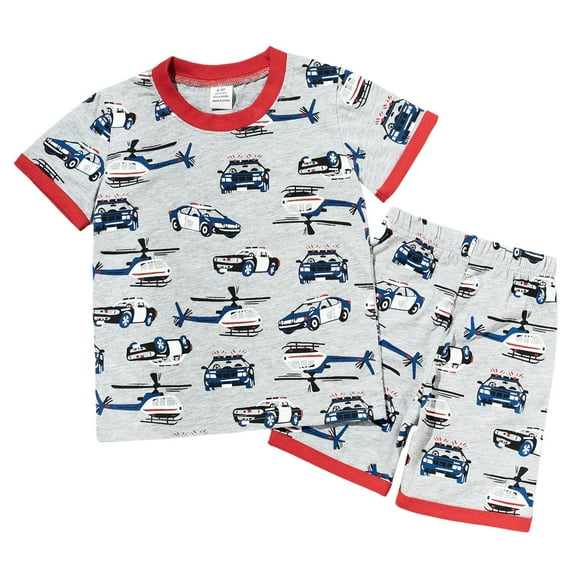 Xudanell Toddler Baby Boys Pajamas Monster Truck Summer Pjs Sleepwear Cotton Kids Short Sets Clothes (Red, 5-6 Years)