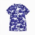 thumbnail image 1 of Xudanell Toddler Baby Boys Swimsuit One Piece Rash Guard Bathing Suit Sun Protection Short Sleeve Zipper Beach Shark Swimwear Navy for Size 18-24 Months, 1 of 4