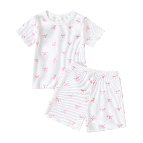 Xudanell Toddler Baby Girl Summer Outfit Short Sleeve T Shirt Top Casual Shorts Set Infant Newborn Clothes 6 12 18 24 Month (White, 3-4 Years)