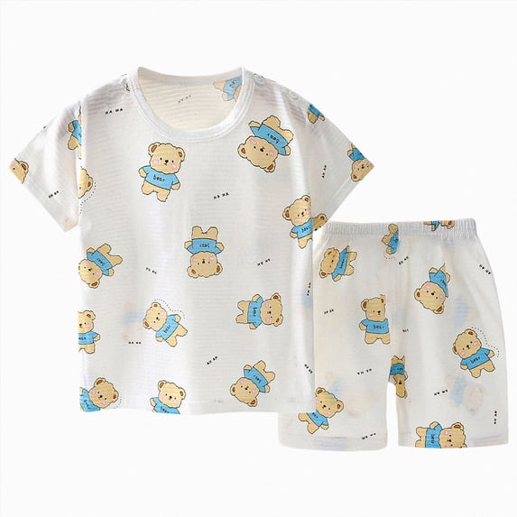 Xudanell Toddler Baby Two-Piece PJ Set Adorable Short Sleeve Top & Comfortable Shorts Sleepwear Dailywear Size 5-6 Years