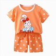 thumbnail image 1 of Xudanell Toddler Baby boy Clothes Patchwork Waffle Sweatshirt Pullover Top Pants boy Summer Outfit (Orange,2-3 Years), 1 of 3
