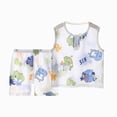 thumbnail image 1 of Xudanell Toddler Boy 2-Piece Short Set Short Sleeve Dinosaur Print T-Shirt Shorts Casual Outfits 6M-8T Size 5-6 Years, 1 of 4