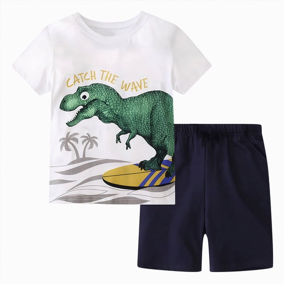 Xudanell Toddler Boy Clothes Kids Summer Cotton Outfits Shirt Short Sets Size 2-7 (6-7 Years,White)