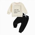 thumbnail image 1 of Xudanell Toddler Boy Clothes Letter Printed Baby Sweatshirt and Pants Set Newborn Birthday Outfit, 1 of 4