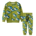 thumbnail image 1 of Xudanell Toddler Boy Clothes Long Sleeve Dinosaur Top Car Camouflage Pants Boy Sweatshirt Outfits 3t Boy Clothes 2-3 Years Green, 1 of 2