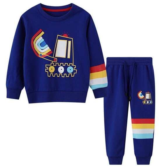 Xudanell Toddler Boy Clothes Long Sleeve Dinosaur Top Car Camouflage Pants Boy Sweatshirt Outfits 3t Boy Clothes 7-8 Years Dark Blue