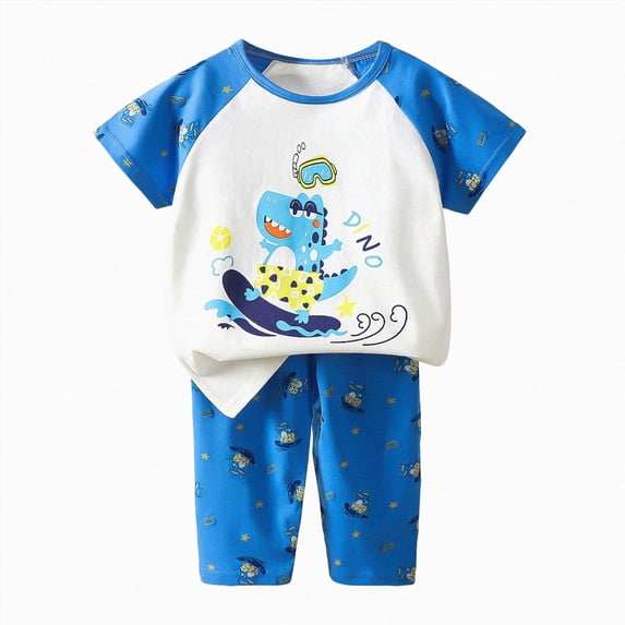 Xudanell Toddler Boy Pajamas Pajamas Short Set Summer Clothes Pjs Toddler Short Sleeve Sleepwear Jammies Size 9-10 Years