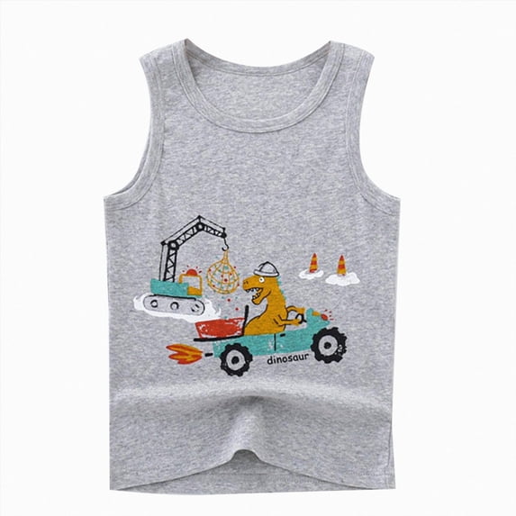 Xudanell Toddler Boy Shirts Sleeveless Cotton Tank Top Basic Wear Outdoor For Newborn Baby Boys Summer Grey 8-9 Years