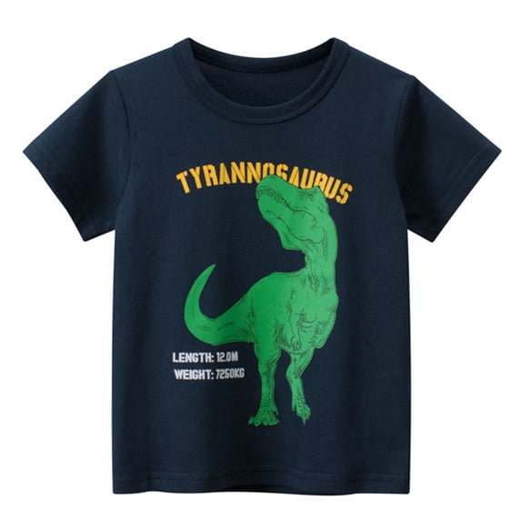 Xudanell Toddler Boy Short Sleeve Shirts Casual Kids Cotton Crewneck Graphic Tee Tops Blouse Dinosaur T Shirt Boys for 1-6 Years (Dark Blue, 4-5 Years)