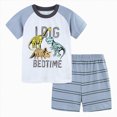 thumbnail image 1 of Xudanell Toddler Boy Summer Clothes Pattern Printed Tshirts and Gingham Shorts Outfits for Boys Light Gray 2-3 Years, 1 of 7