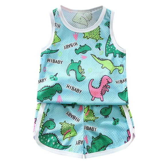 Xudanell Toddler Boy Summer Clothes Sleeveless Thin Hollow Vest Breathable Set Sleep Home Wear Baby Boy Outfits