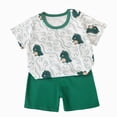 thumbnail image 1 of Xudanell Toddler Boy Summer Short Sets Outfits Cotton Crewneck Cute Dinosaur Print Short Sleeve Playwear Sets Dark Green 4-5 Years, 1 of 3