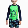 thumbnail image 1 of Xudanell Toddler Boy Swimsuit Boys Rash Guard Bathing Suits 2 Piece Long Sleeve Boys Swimming Shirt Trunks Swim Set Green for Size 7 Years, 1 of 6