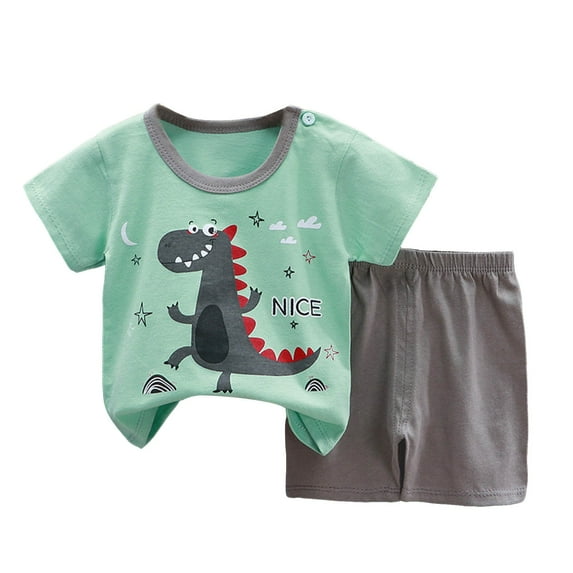 Xudanell Toddler Boys 2pcs Outfits Set Sleeveless Print T Shirts Tops+Shorts Summer Set For 1t 2t 3t 4t 5t 6t 2PCS Set Pajamas & Dailywear Children's Gift (Green,4-5 Years)