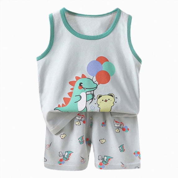 Xudanell Toddler Boys Clothes Baby Boy Outfit Sets Baby Boy Summer Clothes 12 18 24 Month 3T 4T 5T Toddler Boy Outfits Dinosuar Set (Grey,3-4 Years)
