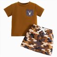 thumbnail image 1 of Xudanell Toddler Boys Clothes Baby Boy Outfit Sets Baby Summer Pullover Tops Camo Shorts Clothes Set Brown 3-6 Months, 1 of 3