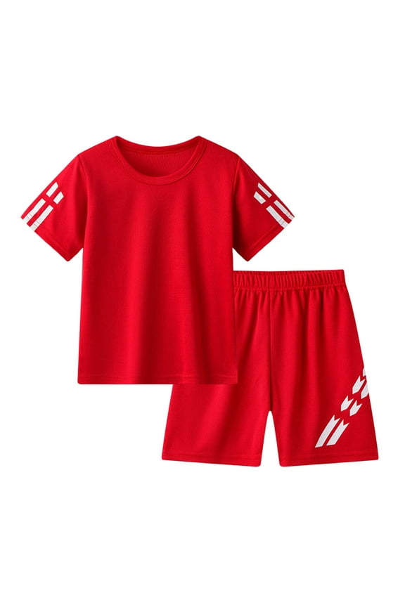 Toddler Boys Clothes Mesh Athletic Summer Short Sleeve T-Shirt and Shorts Kids Outfit Set 3-10 Year (Red, 10-11 Years)