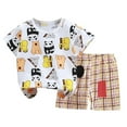 thumbnail image 1 of Xudanell Toddler Boys Girls 2pcs Outfits Set Sleeveless Print T Shirts Tops+ Shorts Summer Set Pjs For 1t 2t 3t 4t 5t 6t Boys 2PCS Pajamas Outfits Children's Gift 2PCS Set (Brown,3-4 Years), 1 of 7