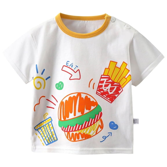 Xudanell Toddler Boys Girls Cute Bunny Short Sleeve Crew Neck Shirt Top Kids Easter Outfits (White, 4-5 Years)