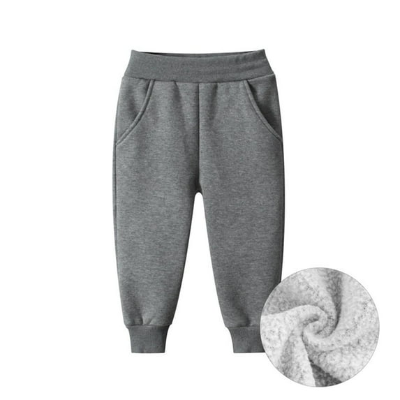 Xudanell Toddler Boys Girls Sherpa Fleece Lined Sweatpants Elastic Waist Soft Cotton Winter Warm Jogger Pants for 2-8 Years (3-4 Years, GY1)