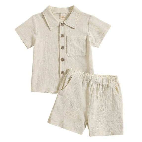 Xudanell Toddler Boys Hawaii Beach Holiday Outfits Summer Casual Candy Color Suit Solid Color Lapel Shirt Stretchy Shorts Toddler Outfits Two Piece Set