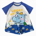 thumbnail image 1 of Xudanell Toddler Boys Outfit Set Baby Clothes Set Cartoon T-Shirt Tops Shorts Summer Outfits Toddler Boy Outfit (Blue,18-24 Months), 1 of 7