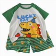 thumbnail image 1 of Xudanell Toddler Boys Outfit Set Baby Clothes Set Cartoon T-Shirt Tops Shorts Summer Outfits Toddler Boy Outfit (Green,18-24 Months), 1 of 7