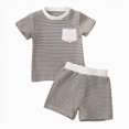 thumbnail image 1 of Xudanell Toddler Boys Outfit Sets 2 Piece Graphic Summer T-Shirts and Shorts Set Knitted Kids Boys Vacation Outfit Set Khaki 12-18 Months, 1 of 3