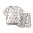 thumbnail image 1 of Xudanell Toddler Boys Pajamas Kids Dinosaur Summer PJS Monster Truck Children Excavator Jammies Short Sets 2-7 Years (White, 5-6 Years), 1 of 4