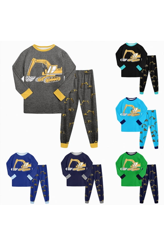 Toddler Boys Pajamas Monster Truck Cotton Kids Dinosaur 2 Piece Planets Pjs Sleepwear Clothes Sets 2-7 Years (Green, 2-3 Years)