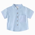 thumbnail image 1 of Xudanell Toddler Boys' Short Sleeve Dress Shirts Cotton Casual Button Down Shirts for Little Boy (2-3 Years,Blue), 1 of 9