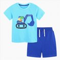 thumbnail image 1 of Xudanell Toddler Boys Short Sleeve Graphic Tee And Matching Shorts Set Cotton Toddler Outfits For Boys Two Piece Summer Clothes Set Blue 5-6 Years, 1 of 4