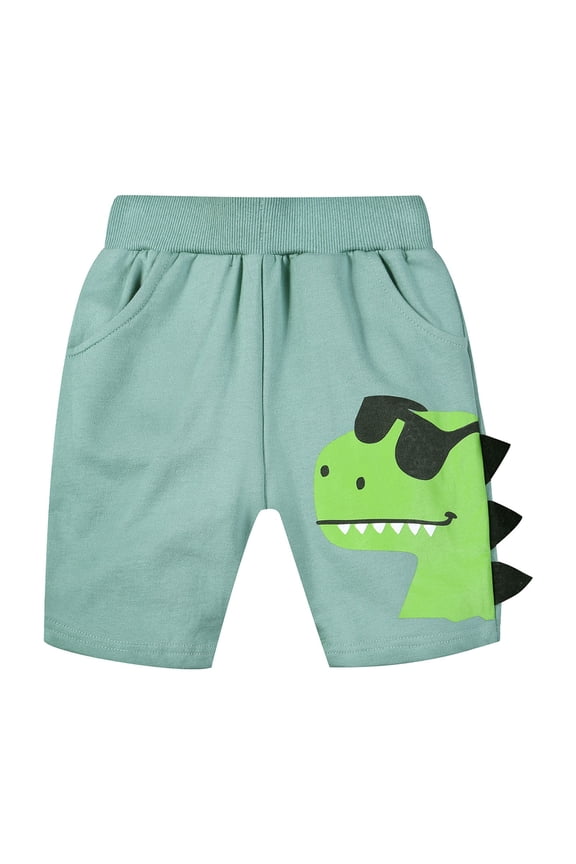 Toddler Boys Shorts Dinosaur Pattern Summer Shorts Solid Color Cartoon Boy Pants Children Beach Pants
