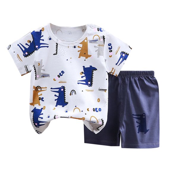 Xudanell Toddler Clothes for Boys Graphic Short Sleeve Short Pants Set Boys Summer Clothes