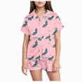 thumbnail image 1 of Xudanell Toddler Girl 4th of July Outfit Patriotic Graphic Button Shirt with Elastic Waist Shorts 250th Anniversary Celebration Set Light Pink 2-3 Years, 1 of 5