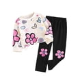 thumbnail image 1 of Xudanell Toddler Girl Clothes Floral Printed Sweatshirt Pants 2Pcs Fall Outfits for Little Girls Clothing Set Size 3-7 Years (Pink, 5-6 Years), 1 of 6