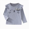 thumbnail image 1 of Xudanell Toddler Girl Shirt Summer Basic Print Ruffle Long Sleeve T Shirt Soft Crewneck Tee Tops for Little Girls Grey 3-4 Years, 1 of 3
