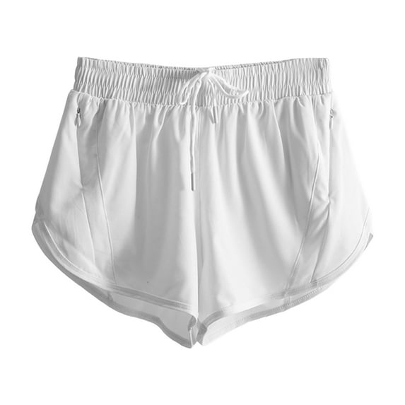 Xudanell Toddler Girl Shorts Athletic Shorts with Zipper Pockets 2 in 1 Soccer Shorts with Liner Shorts for Teen Girls White 4-6 Years