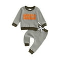 thumbnail image 1 of Xudanell Toddler Halloween Outfit Boy Pumpkin Car Embroidery Tshirt Pants Clothes Boys Outfits, 1 of 5