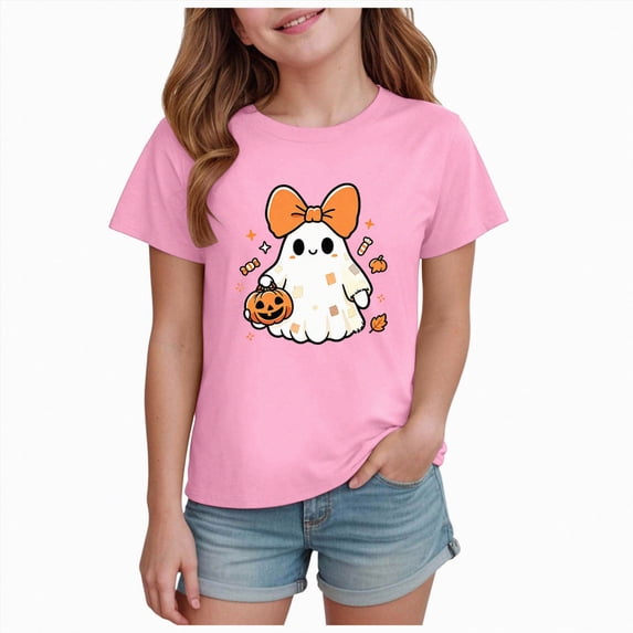 Xudanell Toddler Halloween Tshirts Cute Pumpkin Trendy Casual Tee Boy Girl Short Sleeve Tops