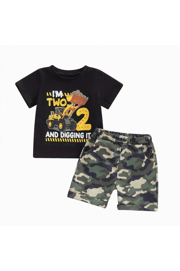 Toddler Kids Baby Boy Summer Clothes Sets 1T 2T 3T 4T 5T Letter Print Short Sleeve Tops Camouflage Shorts Outfits (4-5 Years,Yellow)