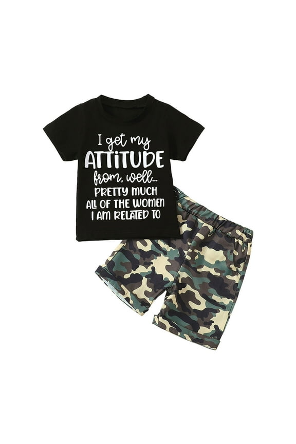 Toddler Kids Baby Boy Summer Clothes Sets 1T 2T 3T 4T 5T Letter Print Short Sleeve Tops Camouflage Shorts Outfits (Army Green, 3-4 Years)