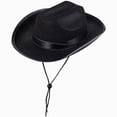 thumbnail image 1 of Xudanell Toddler Kids Baby Girls Boys Cowboy Hat Western Wide Brim Cowgirl Hat Halloween Dress Up Costume Accessories (Black, 4-9 Years), 1 of 6