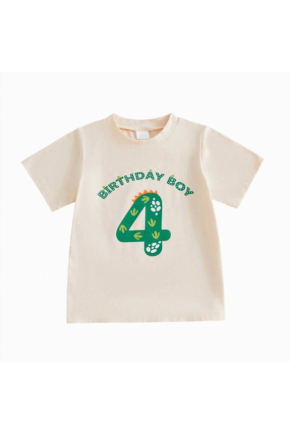 Toddler Kids Boy Summer Birthday Dinosaur Clothes Short Sleeve T Shirt Top Little Boy Birthday Shirts 1T 2T 3T 4T 5T (1-2 Years,Light Purple)