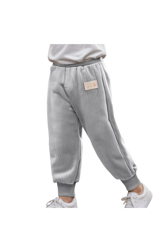 Toddler Kids Winter Jogger Pants Fleece Lined Thick Sweatpants for Boys Girls (2-3 Years, Grey)