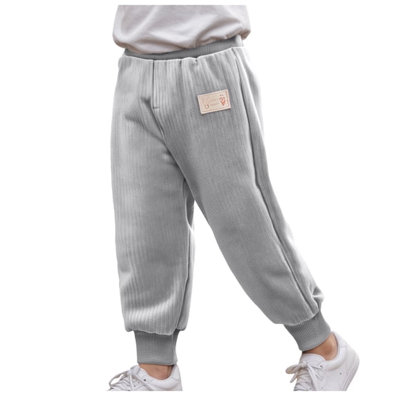 Xudanell Toddler Kids Winter Jogger Pants Fleece Lined Thick Sweatpants for Boys Girls (3-4 Years, Grey)